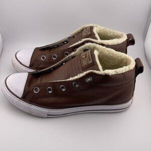 Rare Girls Size 4 Brown Leather Converse All Stars